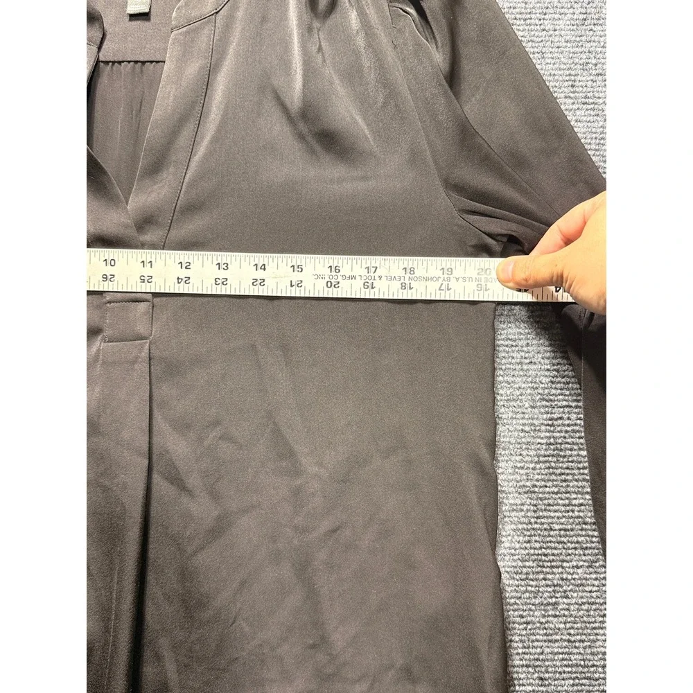 Banana Republic Blouse Women Small Black V-Neck Long Sleeve Satin Luster
